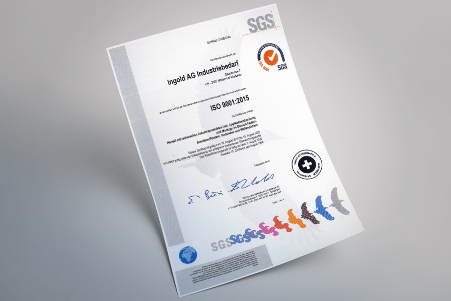 Bild ISO-Zertifizierung-9001:2015 – Ingold AG Industriebedarf Interlaken